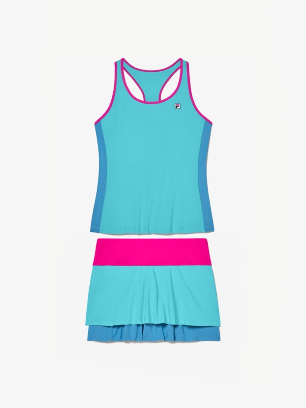 Fila Tie Breaker Aqua and Pink Sports Tank and Skirt Tennis Set Size XS